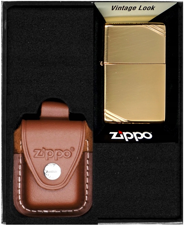 Zestaw Zippo Zapalniczka Vintage Brass High Polish prezentowy*nr2
