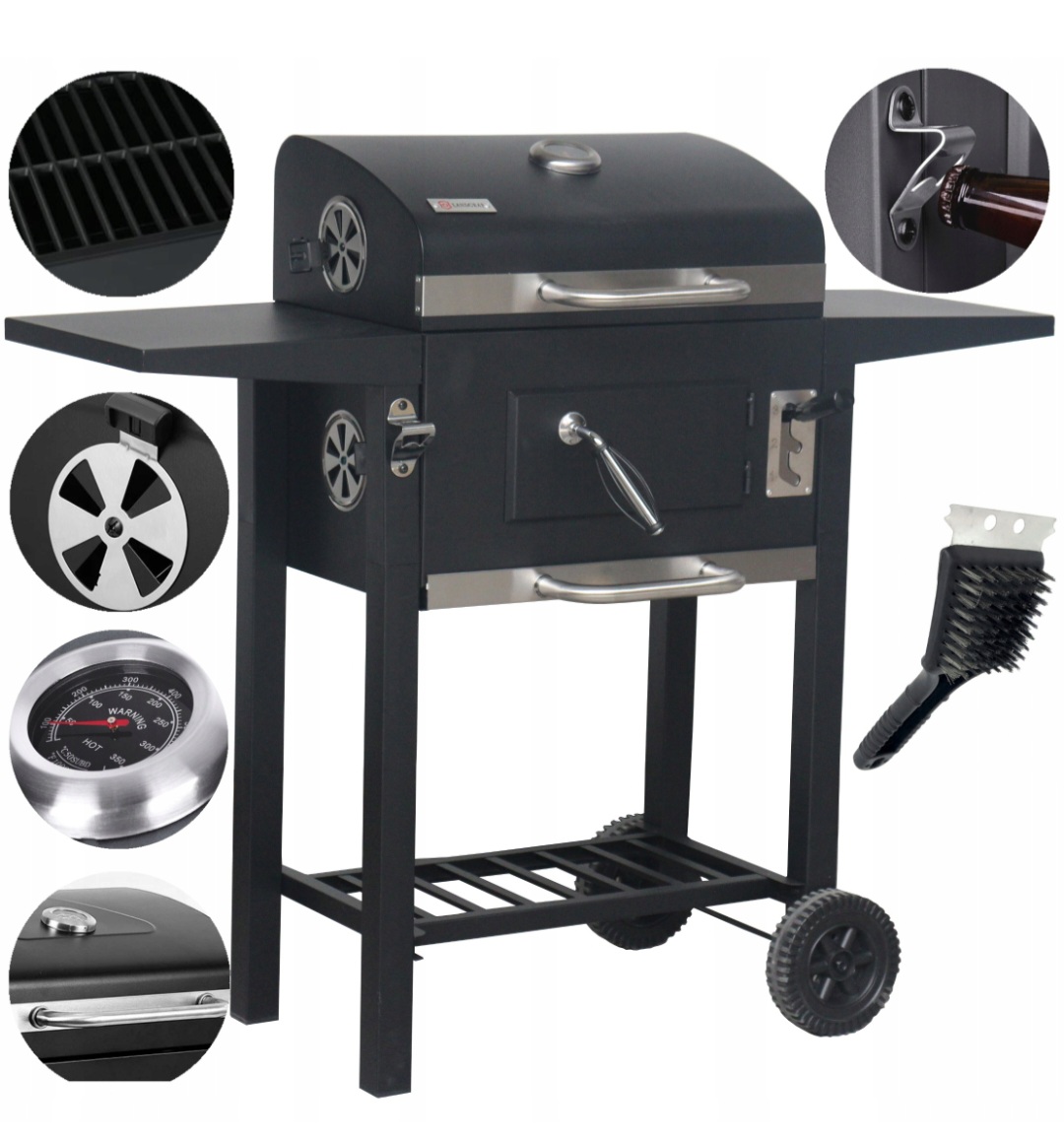 Grill Ogrodowy węglowy Time For Grill Duży Ruszt Termometr Wentylacja