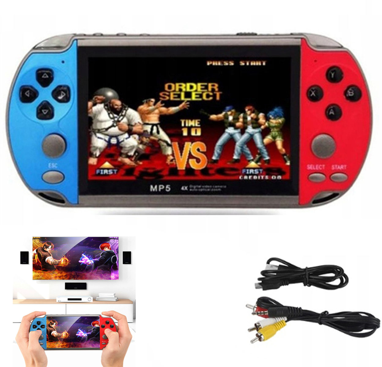 přenosná herní konzole x7 spousta her mini retro 4,3palcový velký 8g displej