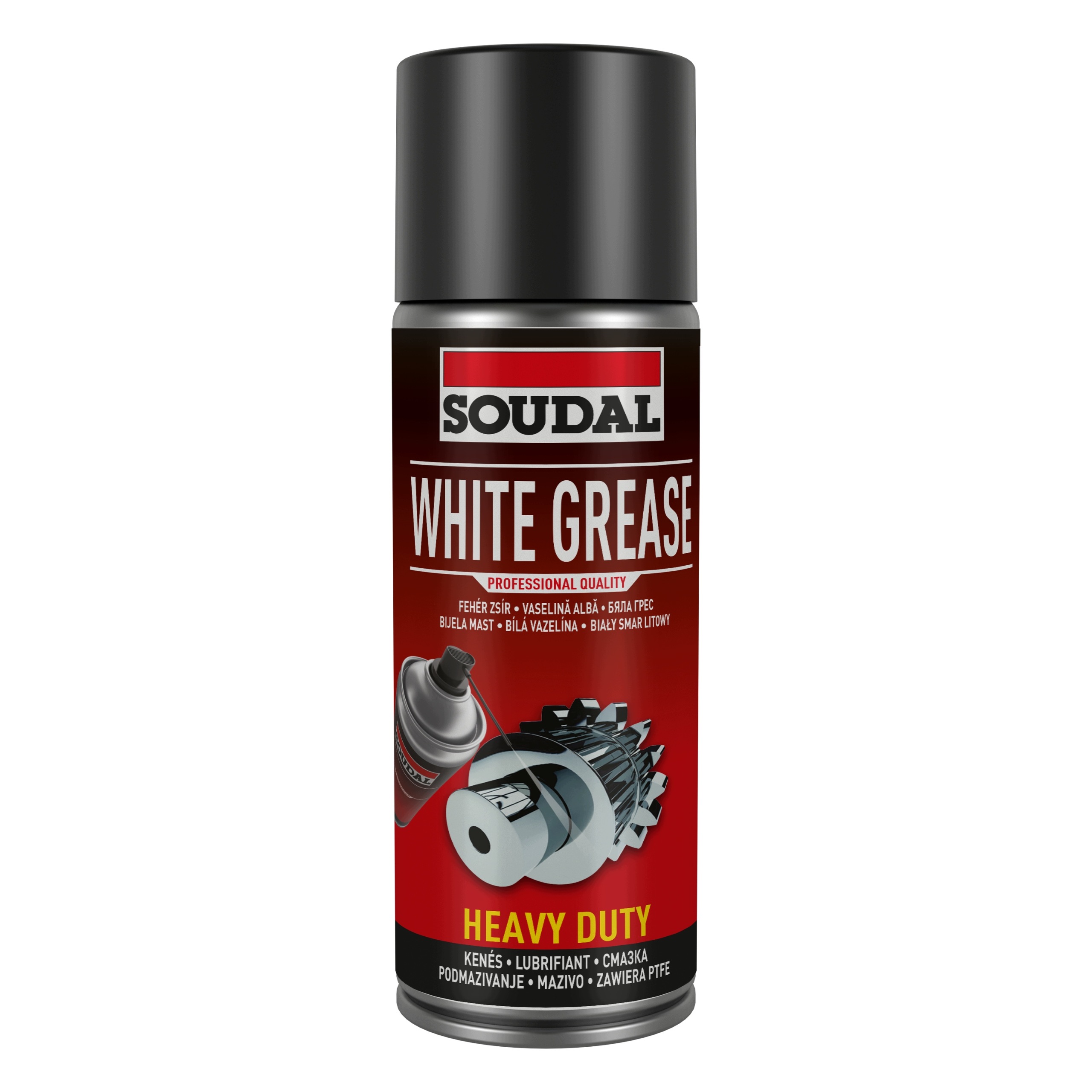 Smar litowy do łańcucha Soudal White Grease 400 ml spray Ptfe biały teflon