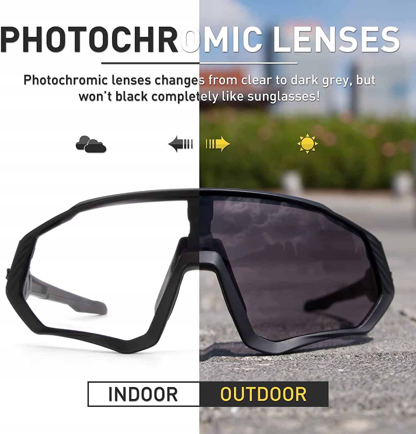 OKULARY ROWEROWE MTB FOTOCHROMOWE PRZECIWSŁONECZNE Kod producenta PC-KE9408