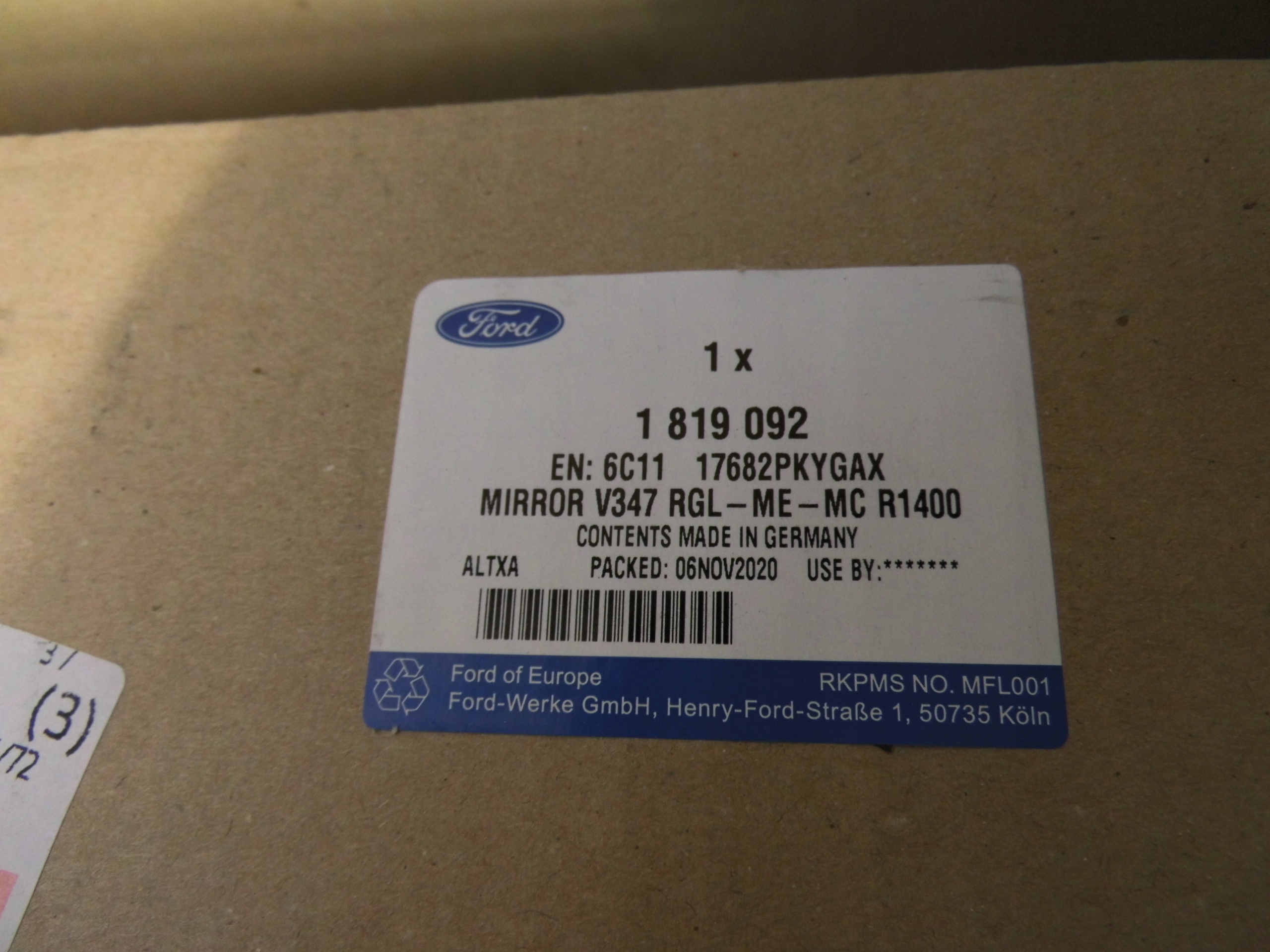 LUSTERKO ZEWNĘTRZNE PRAWE ELEKTR FORD TRANSIT Mk6 Producent części Ford OE