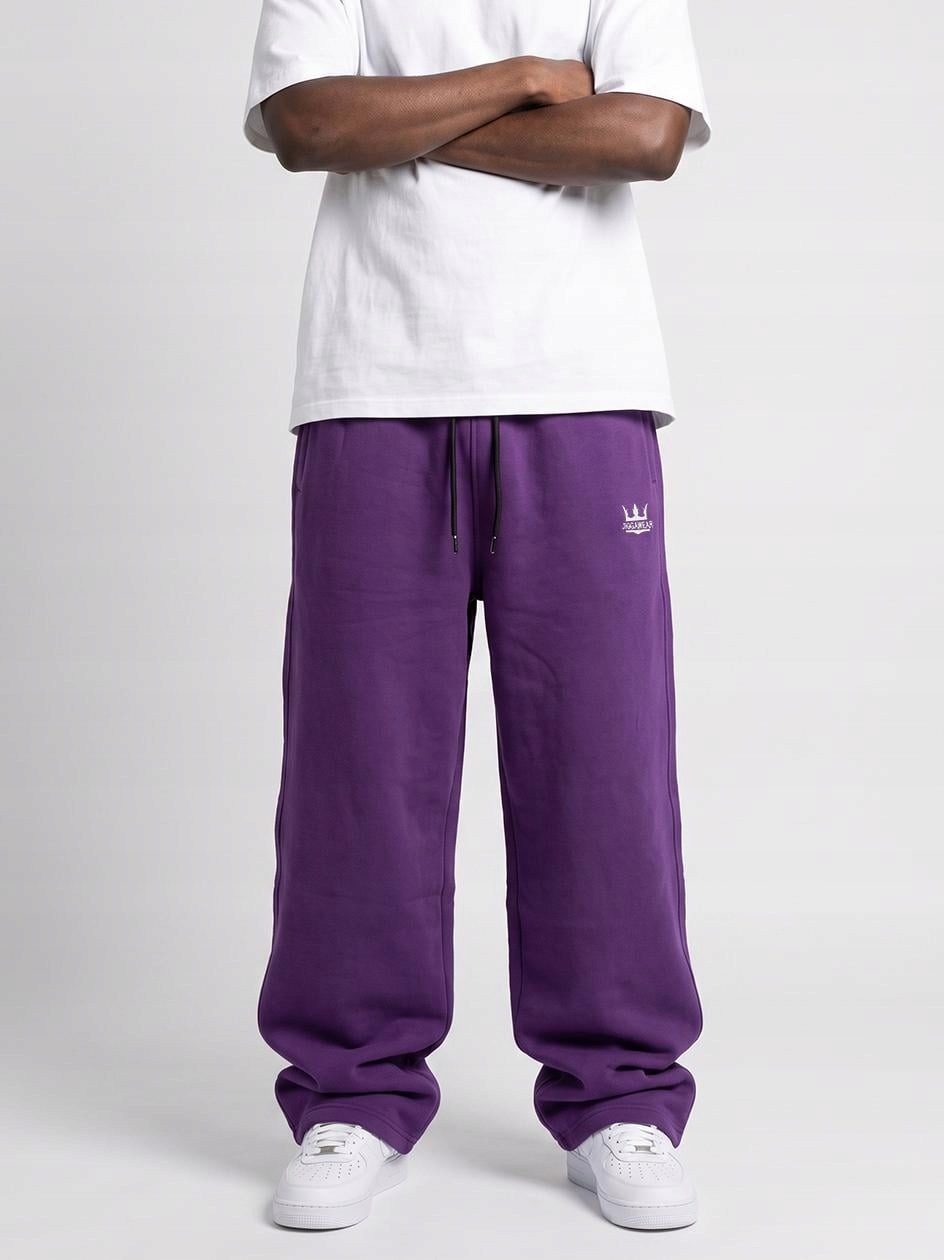 Pánské teplákové kalhoty Baggy Tmavě fialové Jigga Wear Logo Drawcord S