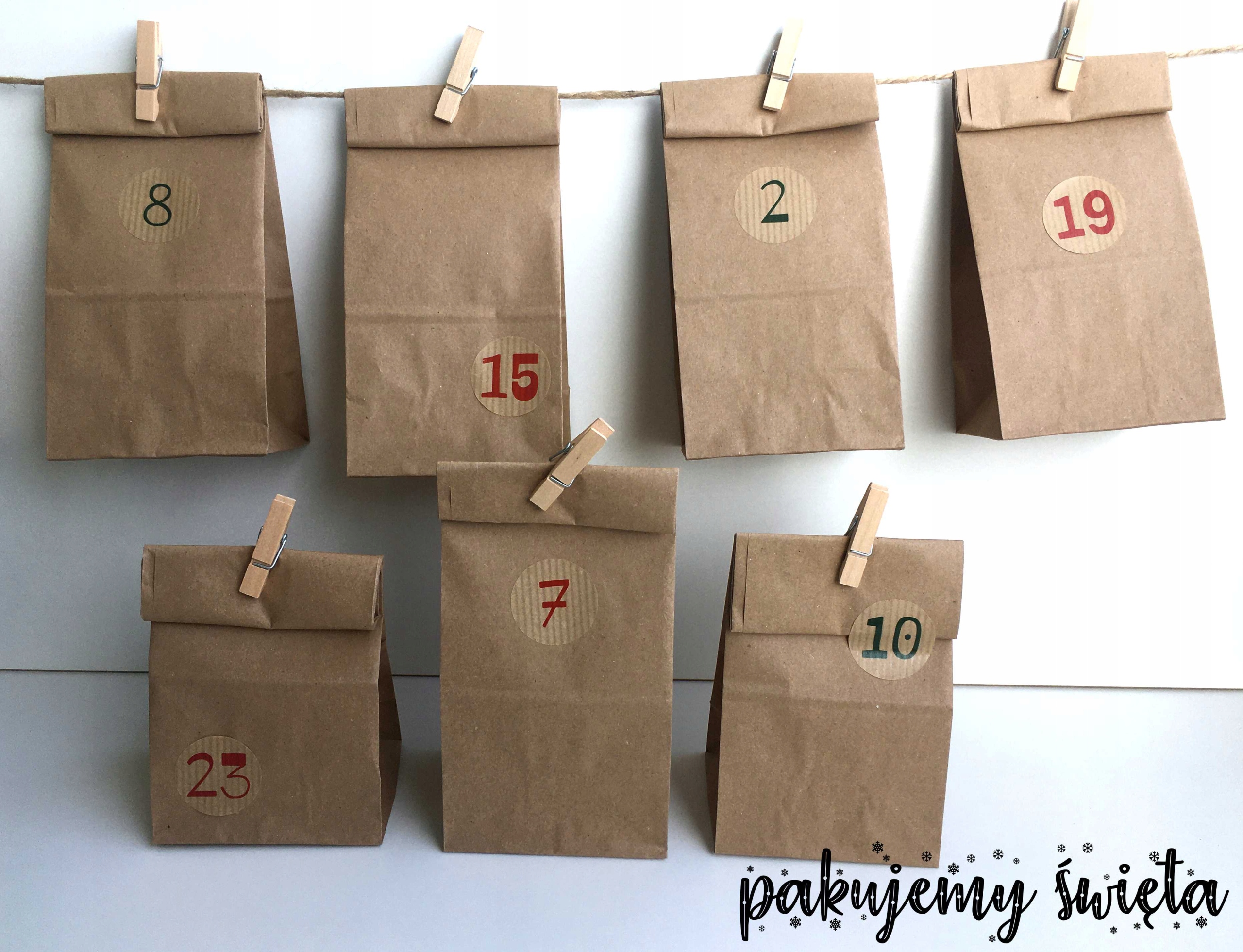 Kalendarz ADWENTOWY girlanda 24 torebki eko kraft Rodzaj wiszący