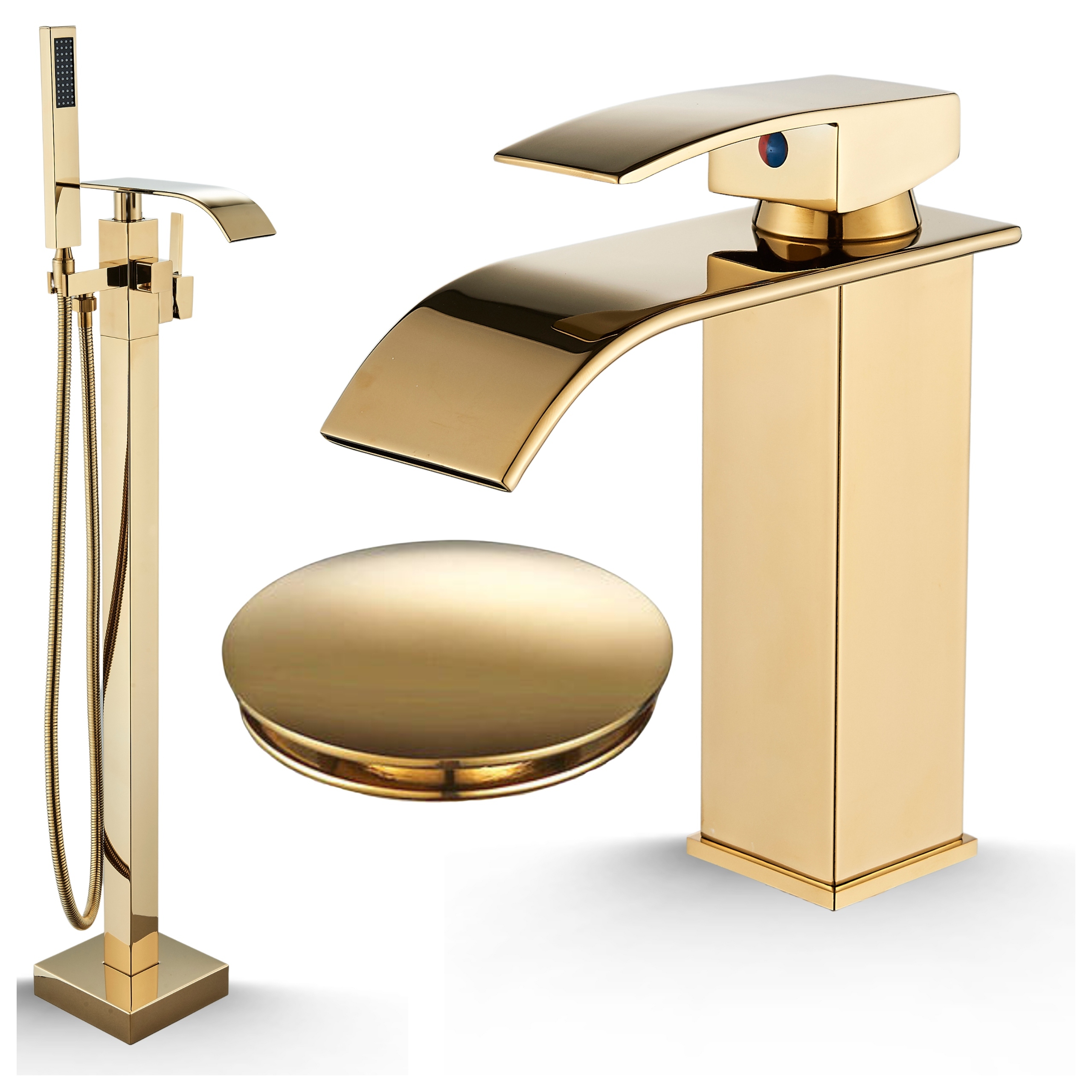 Vaňová batéria so sprchou Voľne stojaca Zlatý vodopád Sada Do Kúpeľne