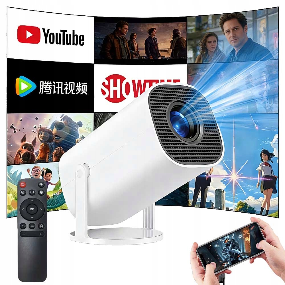 Rzutnik Projektor Android 12 720P Wifi 5G Bluetooth 5.0 Hdmi 180° Mini