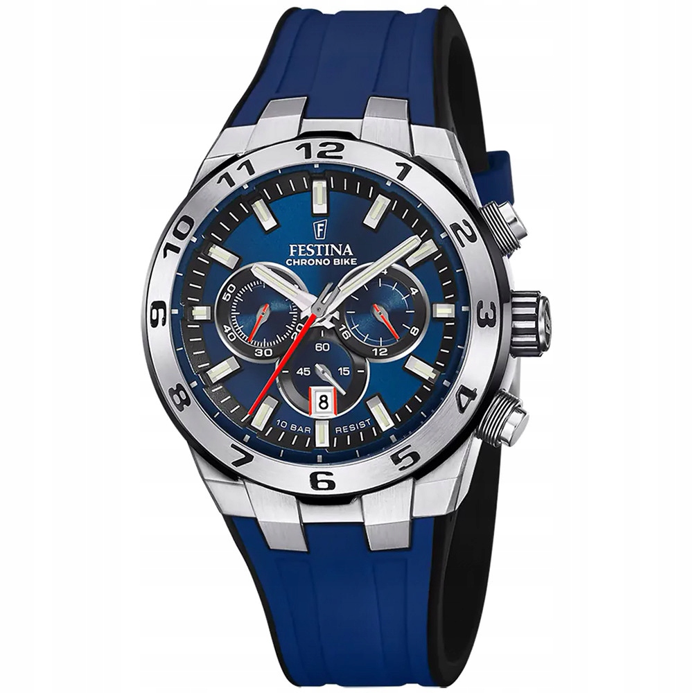 Pánské Hodinky Festina F20671/1 Chrono Bike 10BAR Tmavě Modré Stopky Datumovka