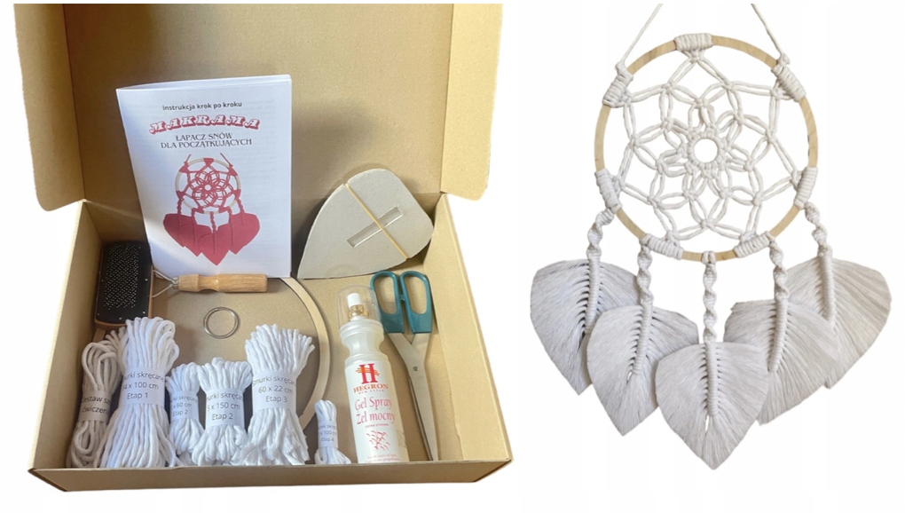 Makramé pro začátečníky Diy sada udělej si sám Lapač snů bílá