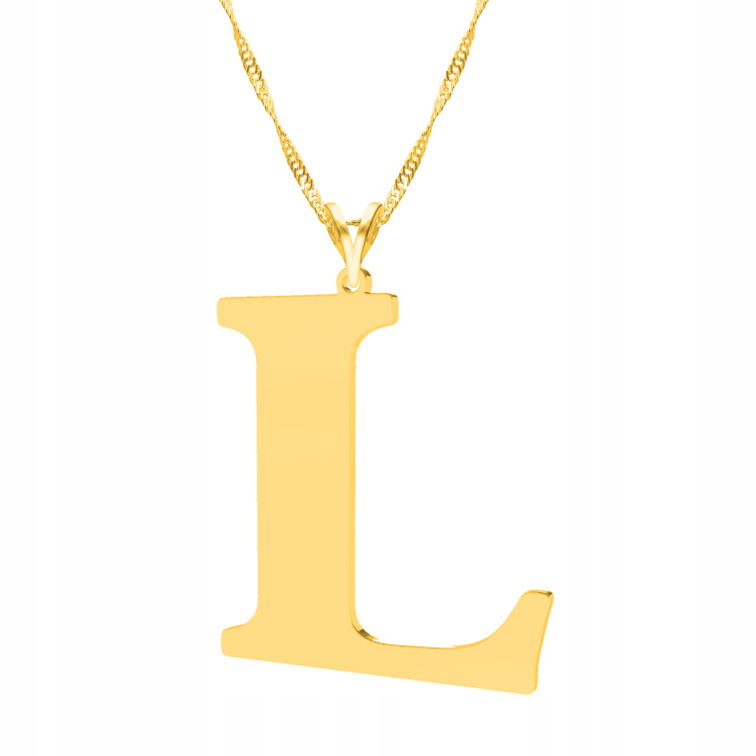 Zlatý náhrdelník Velké písmeno L Přívěsek Plech Písmeno L Stříbro 925