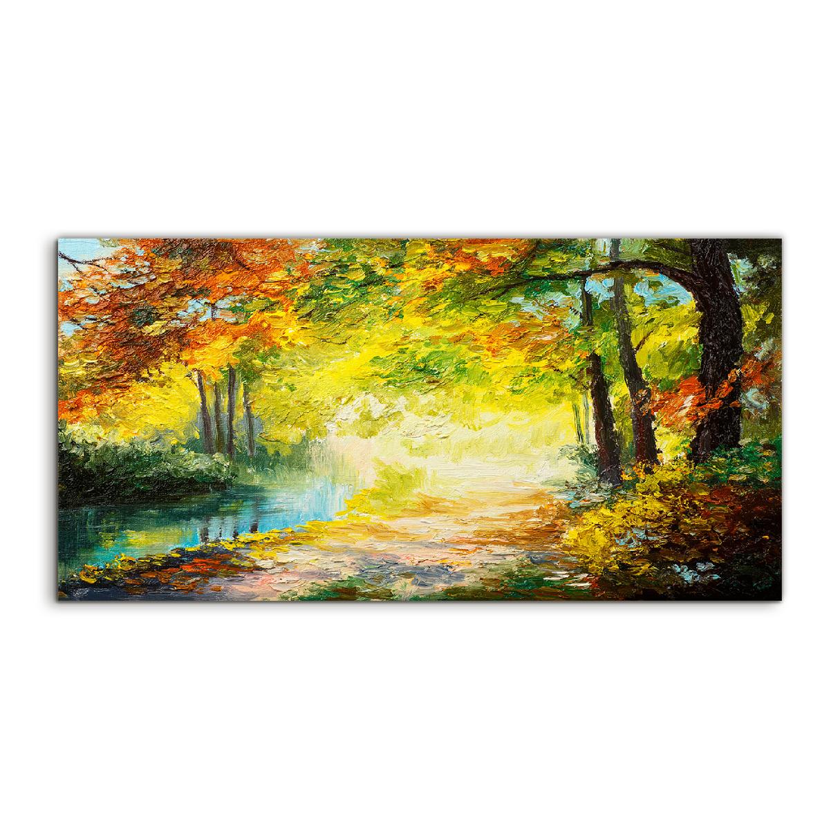 Fotoobraz 100x50 s grafikou Les Jazero Krajina