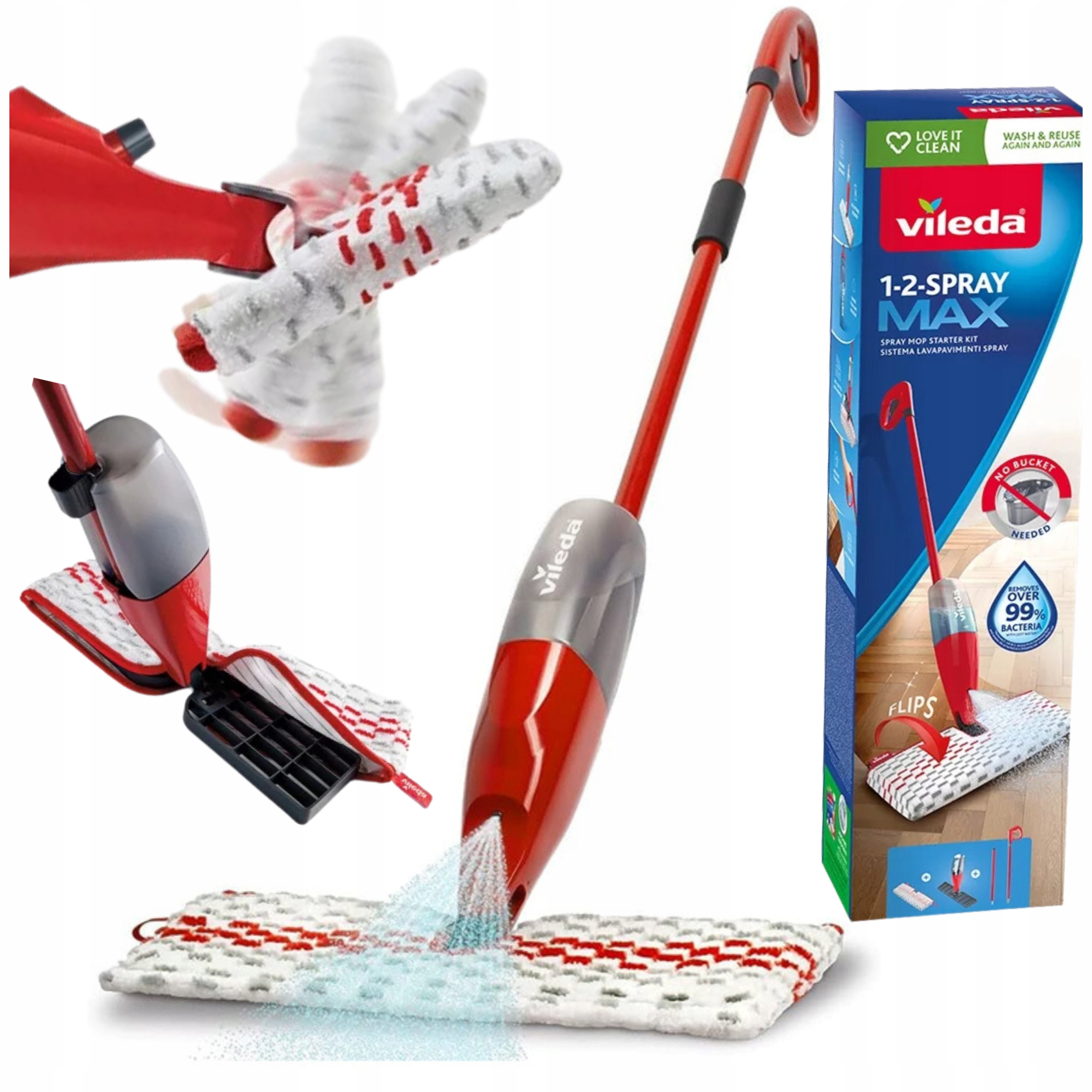 Levně Mop s rozprašovačem Vileda Plochý otočný 1.2 Spray 40 cm Ultramax Box