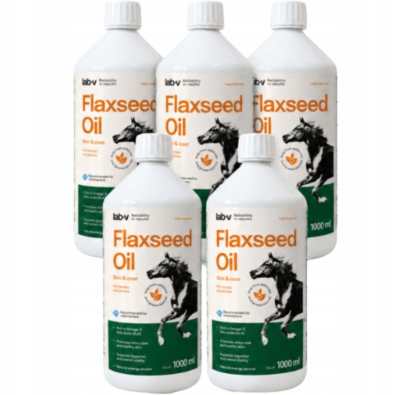 Lab-v Flaxseed Oil – 100% olej lniany tłoczony na zimno dla koni 5x1000 ml