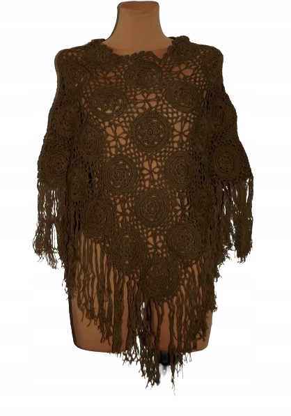 CODELLO szydełkowe ponczo khaki NOWE 36