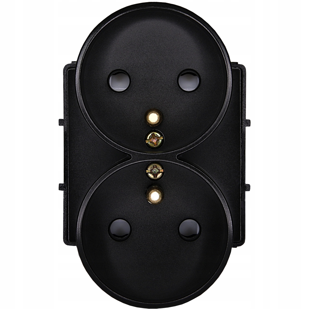 Moduł Gniazdo Gniazdko Podwójne z Bolcem Czarne do Ramek MIUUN