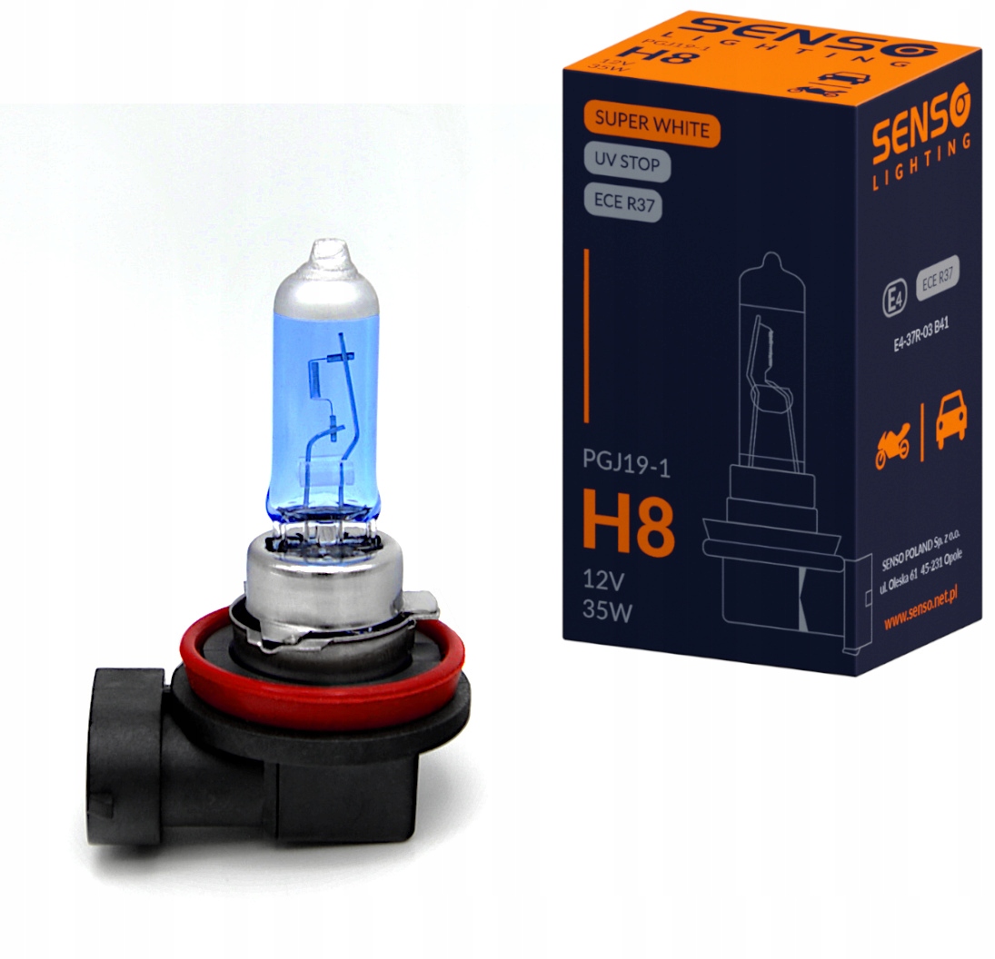Żarówka Senso White H8 12V 35W PGJ19-1 Homologacja E4 Xenon