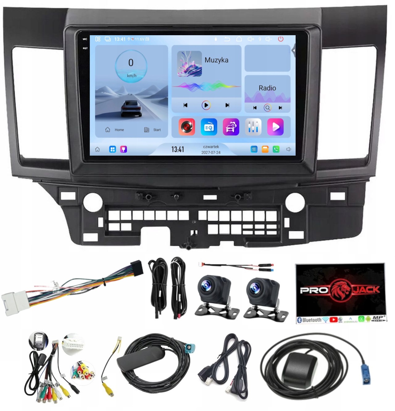 Gps Rádio Android Auto Carplay Mitsubishi Lancer 2008-15 4GB 64GB Modem Sim