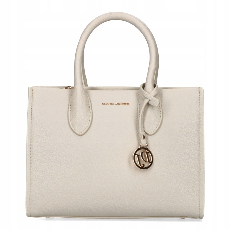 David Jones Klasická dámská nákupní kabelka s přívěskem, béžová, eko kůže
