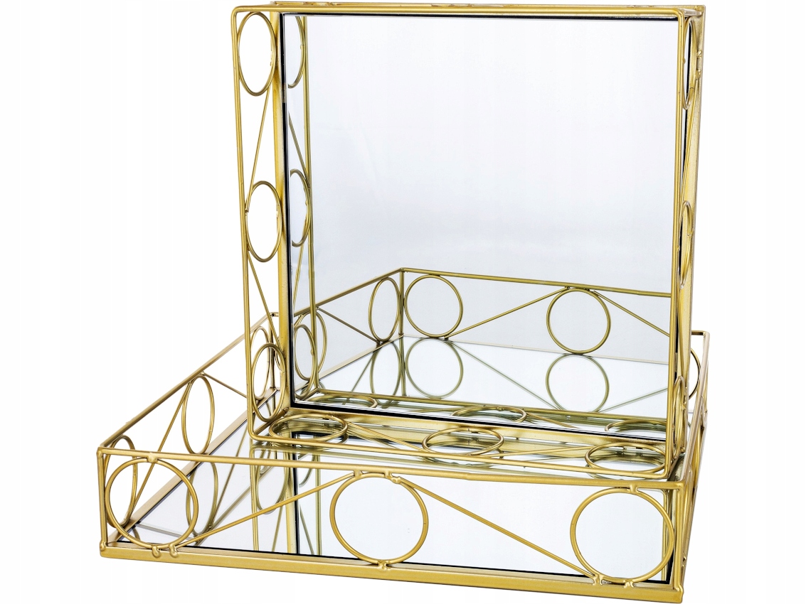 Glamour Sada 2 podnosů s Lustrem Zlatá