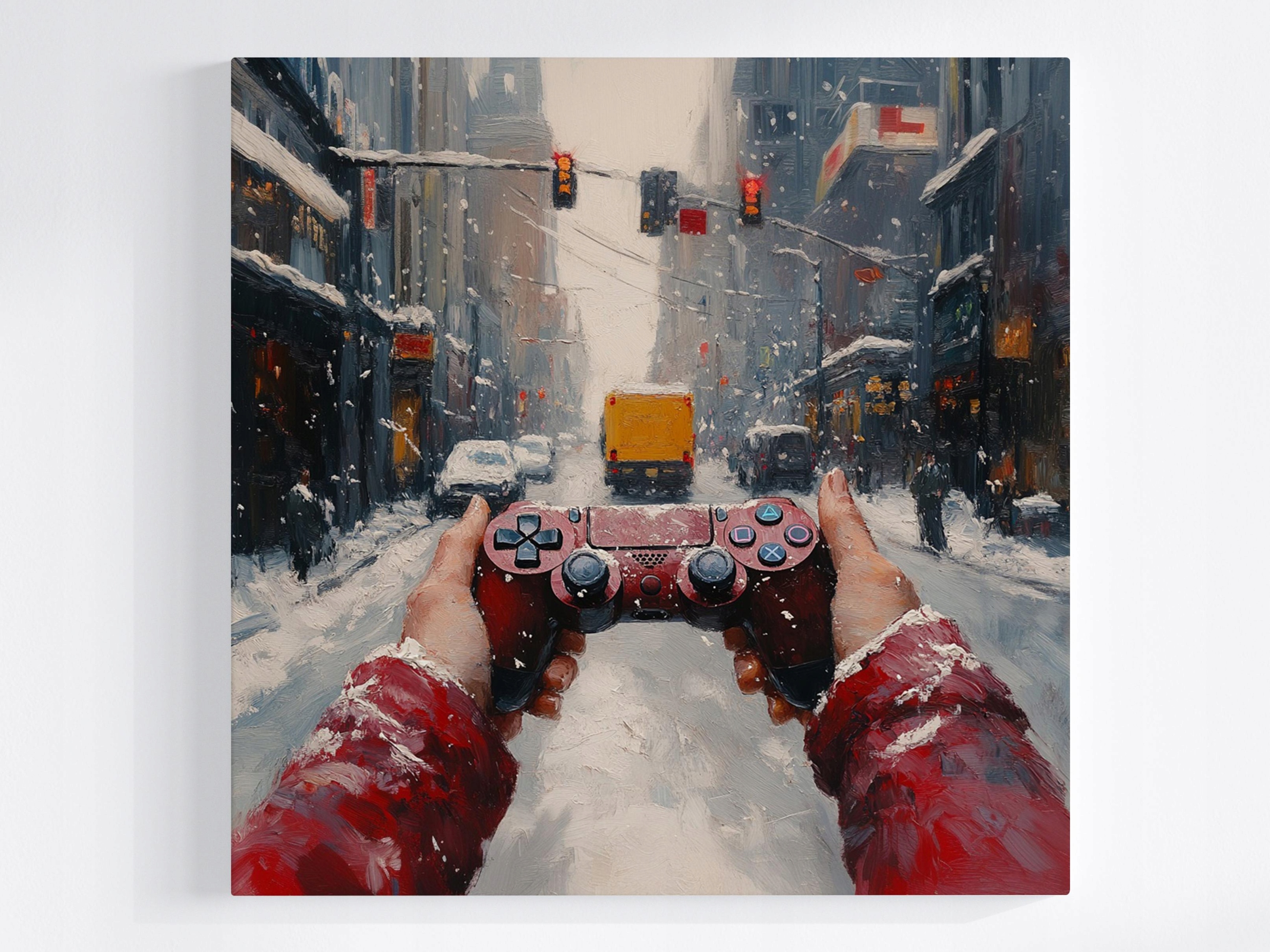 Obraz Na Plátně Canvas Gamer Gaming Pad Kontroler Ulice Auto 80x80