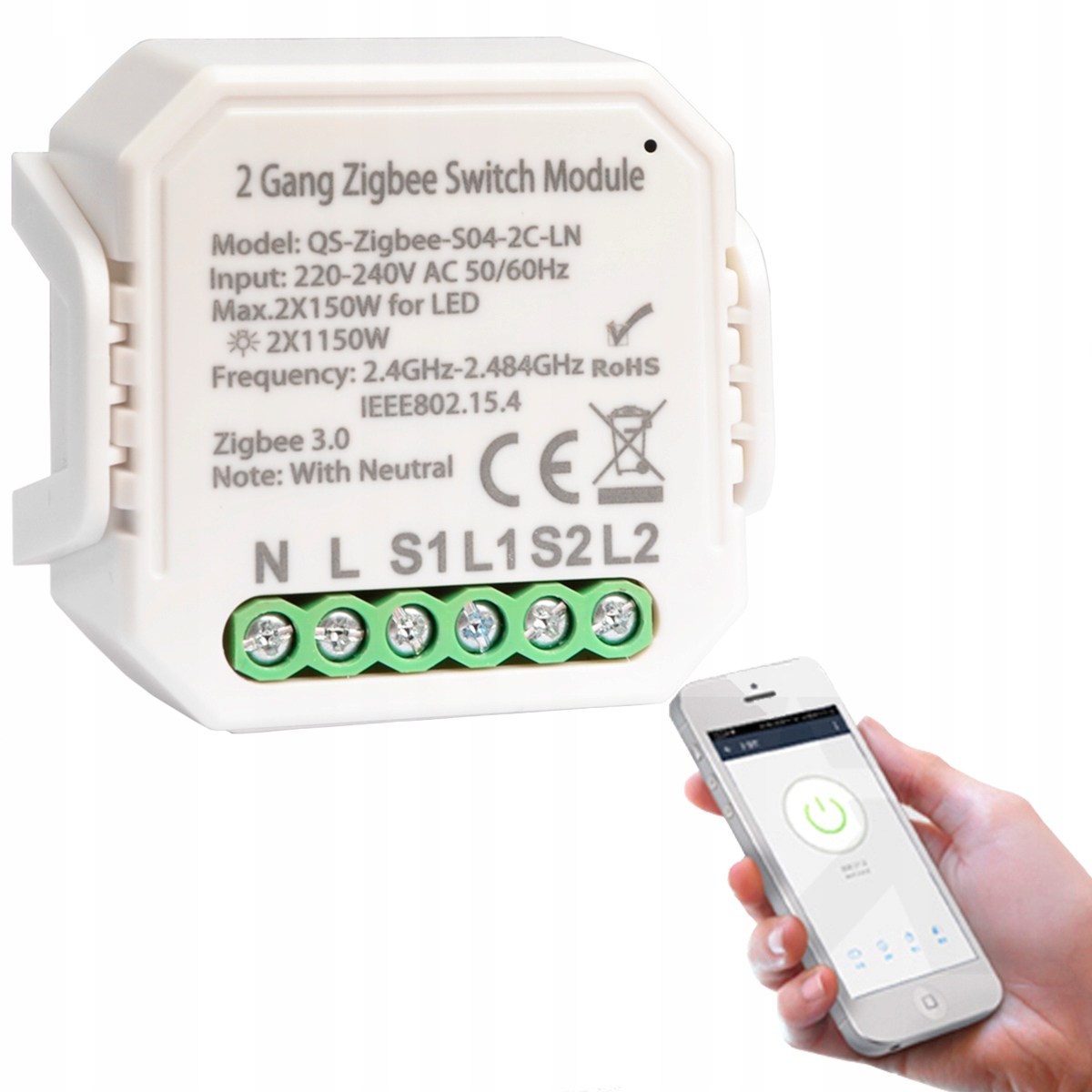 

Przełącznik Światła ZigBee 2-KANAŁOWY Tuya Smat