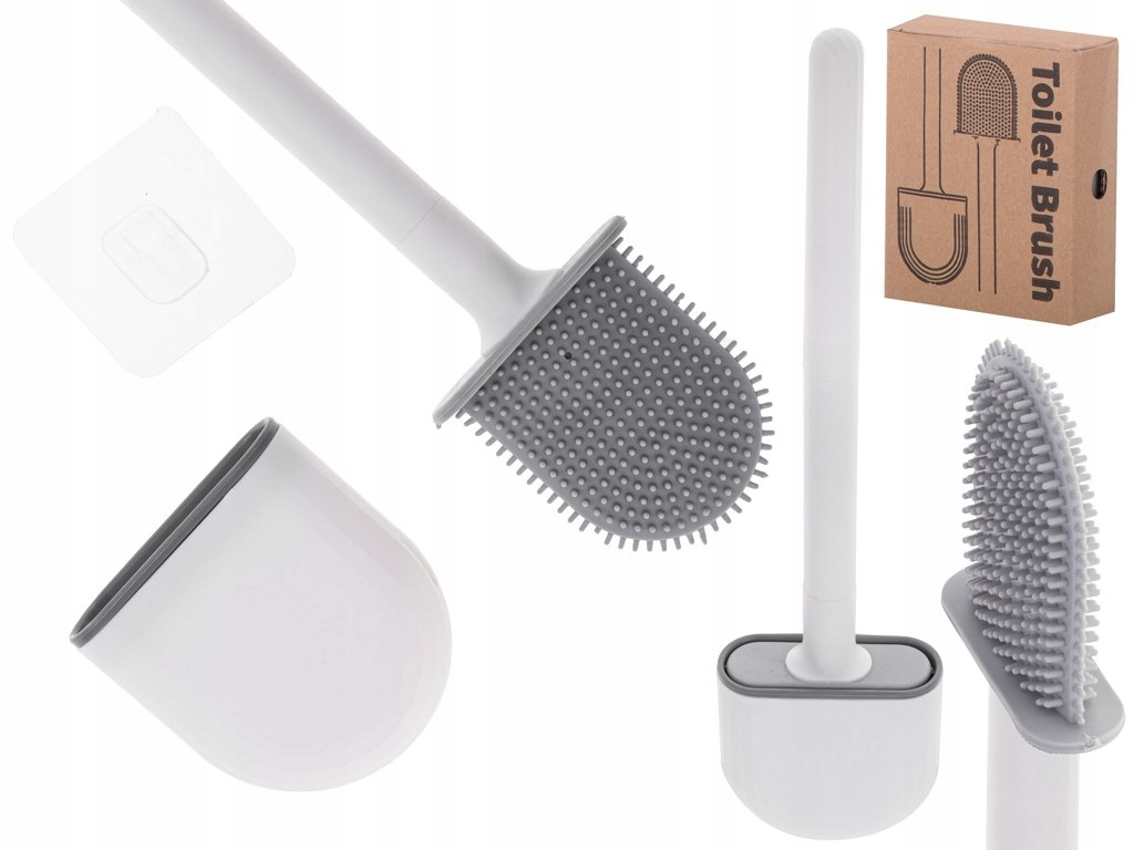 SZCZOTKA SILIKONOWA DO WC Z PO JEMNIKIEM BIAŁA