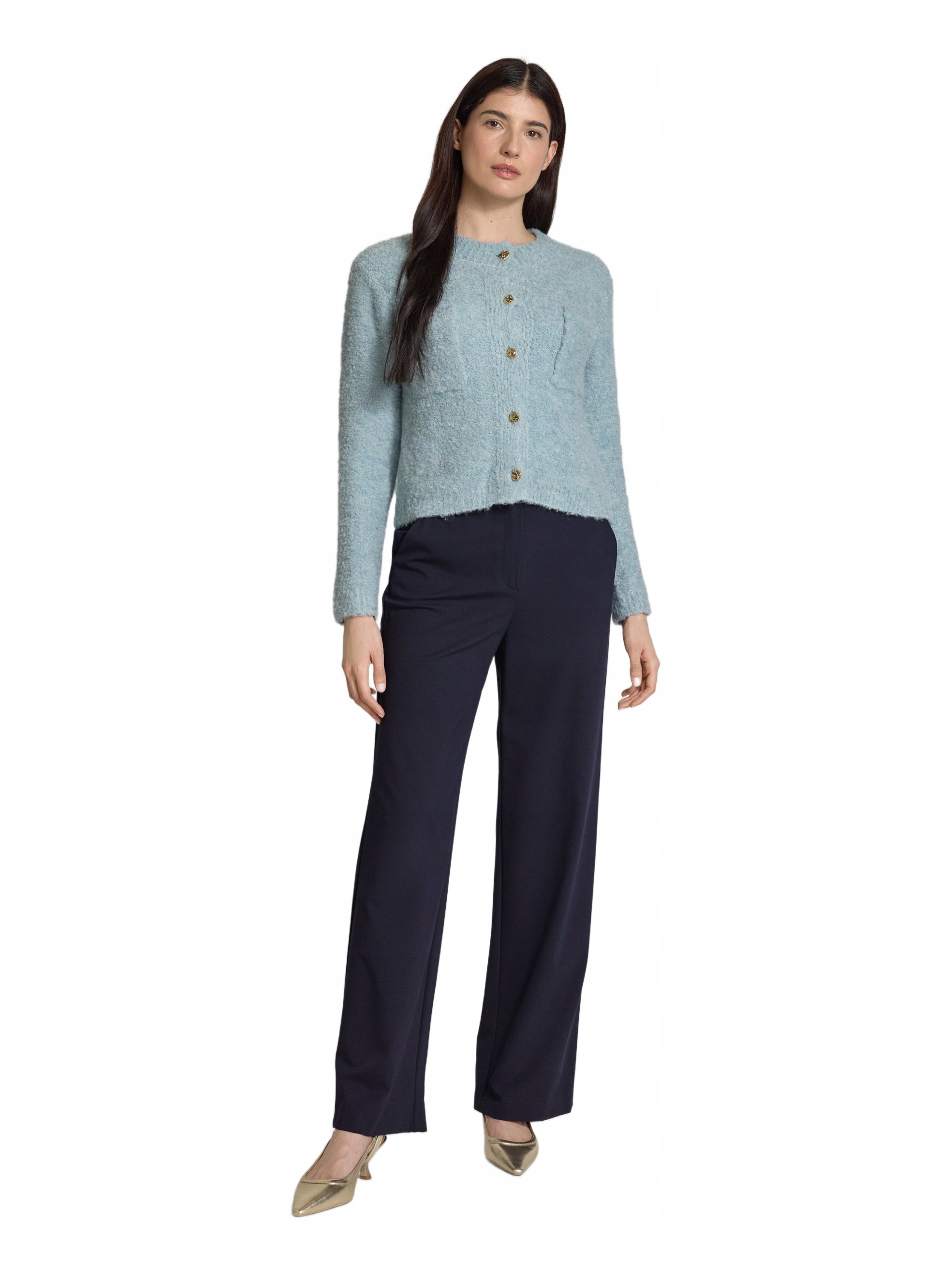 Comma Modré Elegantní Kalhoty Jednoduché Dlouhé 38 6BA