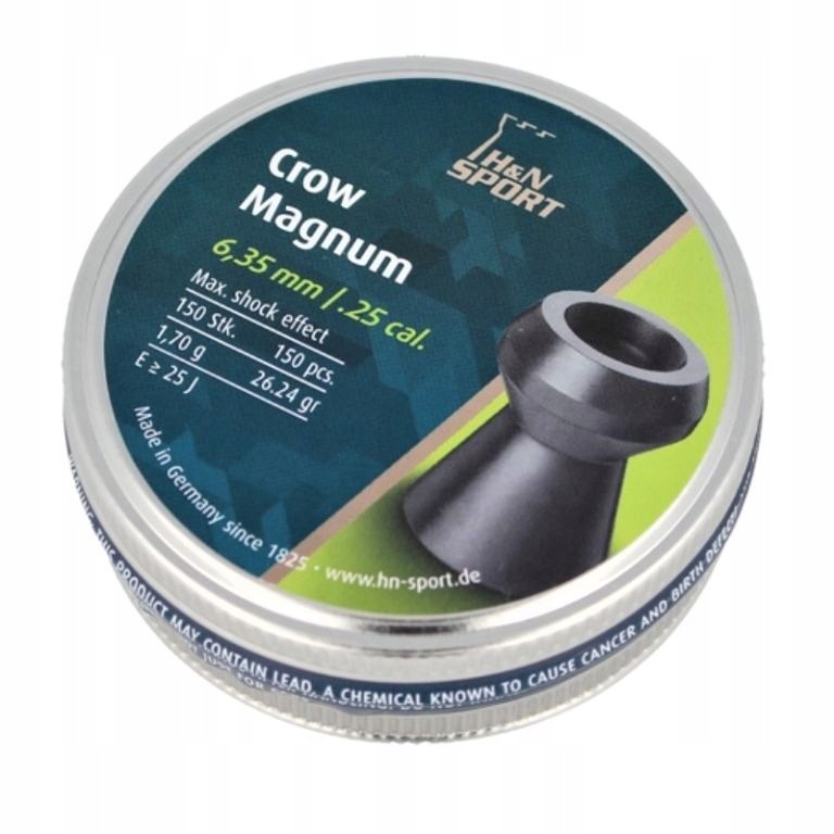 Śrut H&n Crow Magnum 6,35 mm .25 1,70 gram 26,24 grains 150szt hollow point