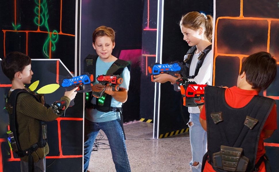 PISTOLET LASEROWY DLA DZIECI LASER TAG ZESTAW × 4 Materiał plastik