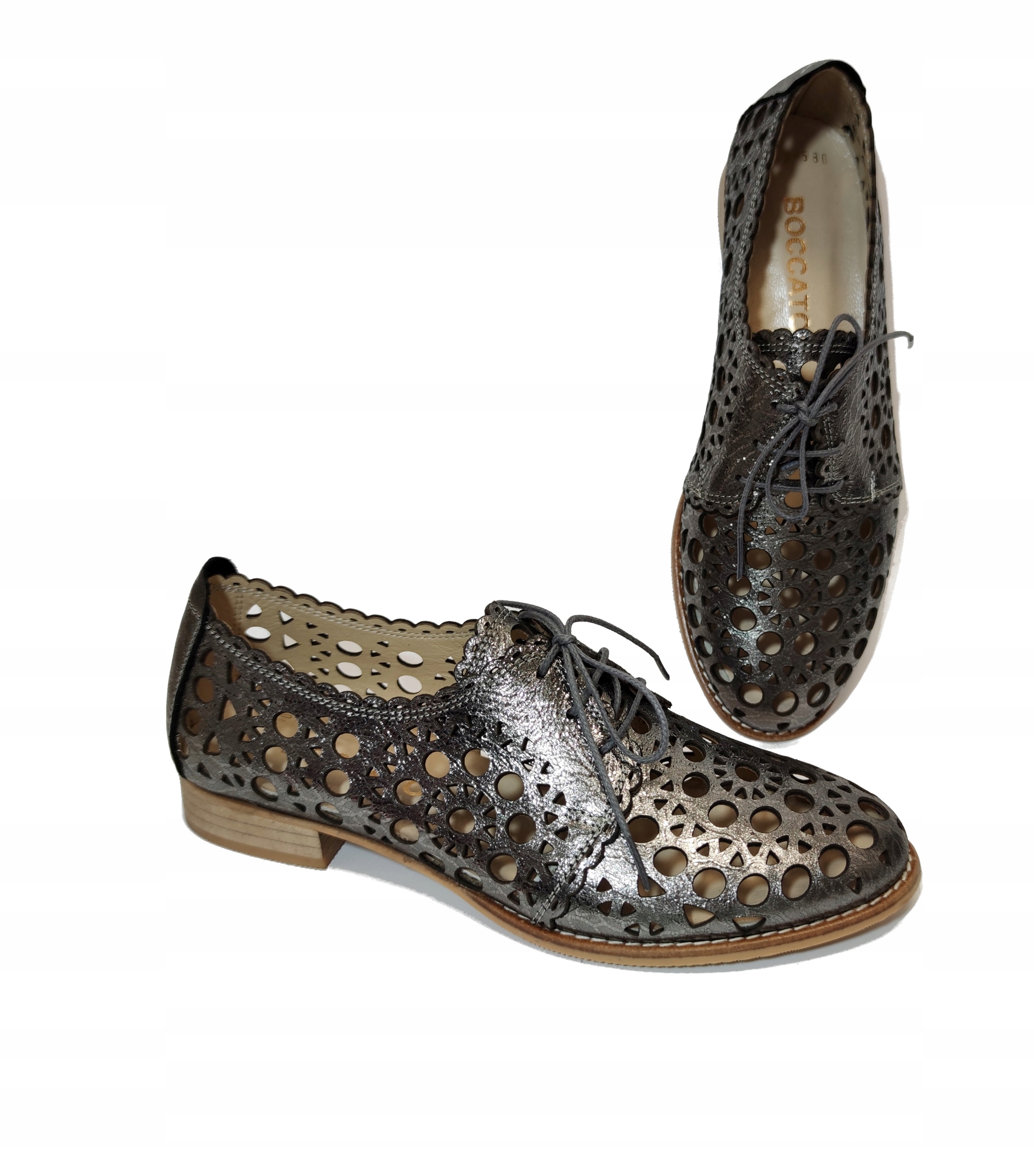 Polobotky Ażur Boccato 330.653 C.stříbro Metalik R38