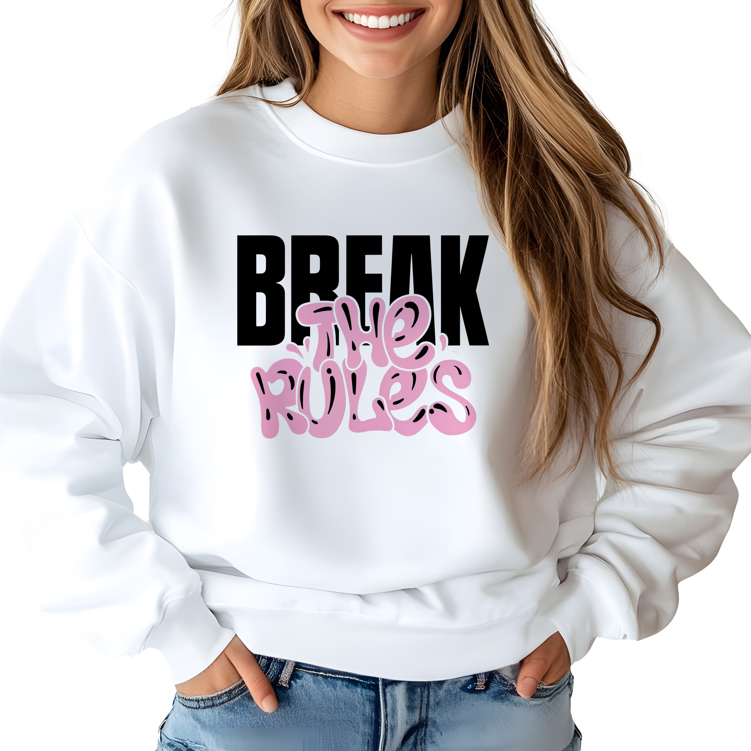 Mikina Bílá Break The Rules Zábavné vzory jako Dárek Velikost M
