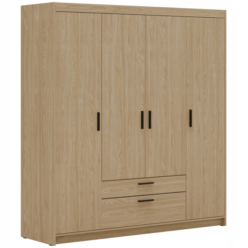 Skříň Alena 4D 2S Dub olejovaný 176 cm, police, tyč do zásuvky