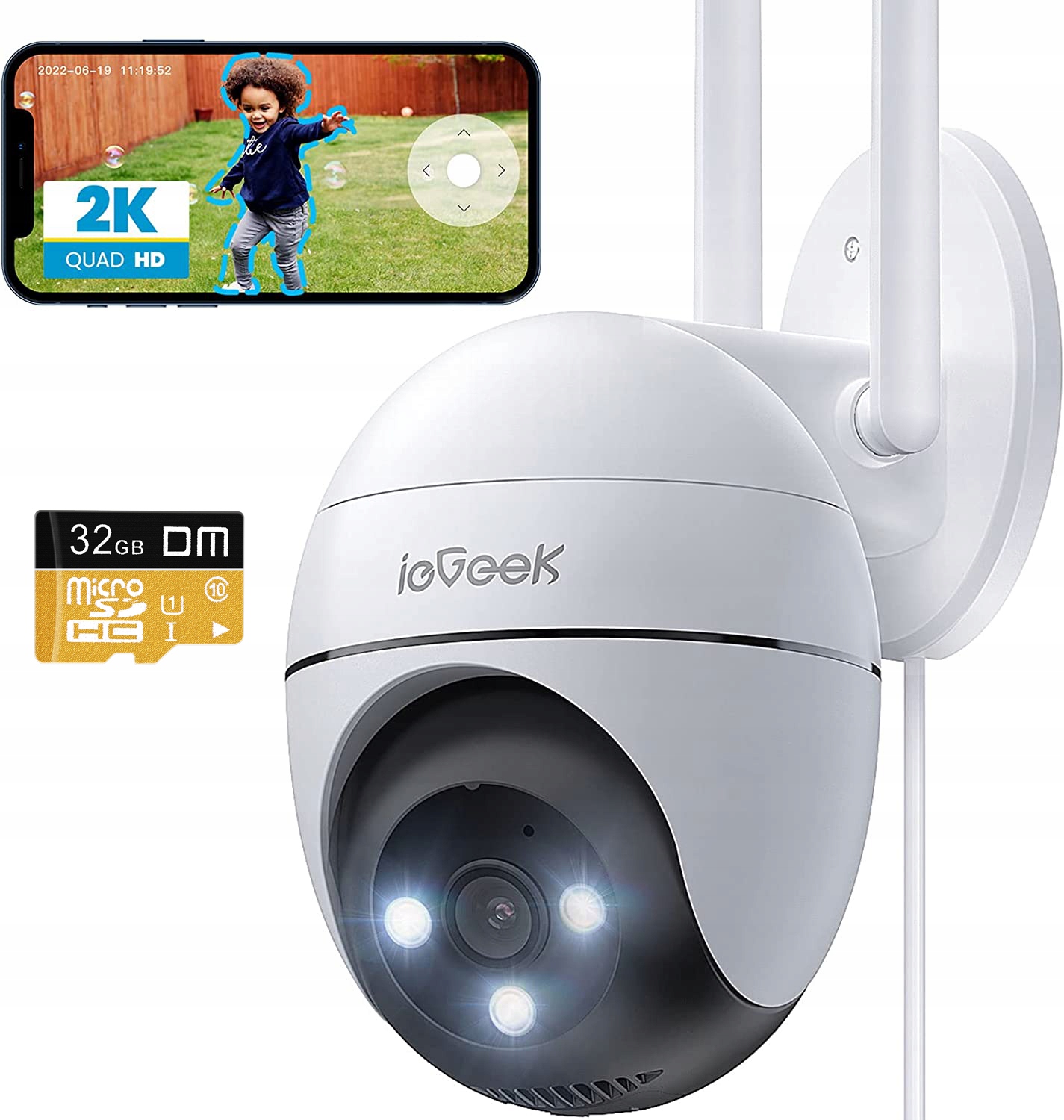 Kamera Wifi Ip Smart Venkovní Otočná 3MPx 4xZOOM s Nahráváním 24/7 32GB