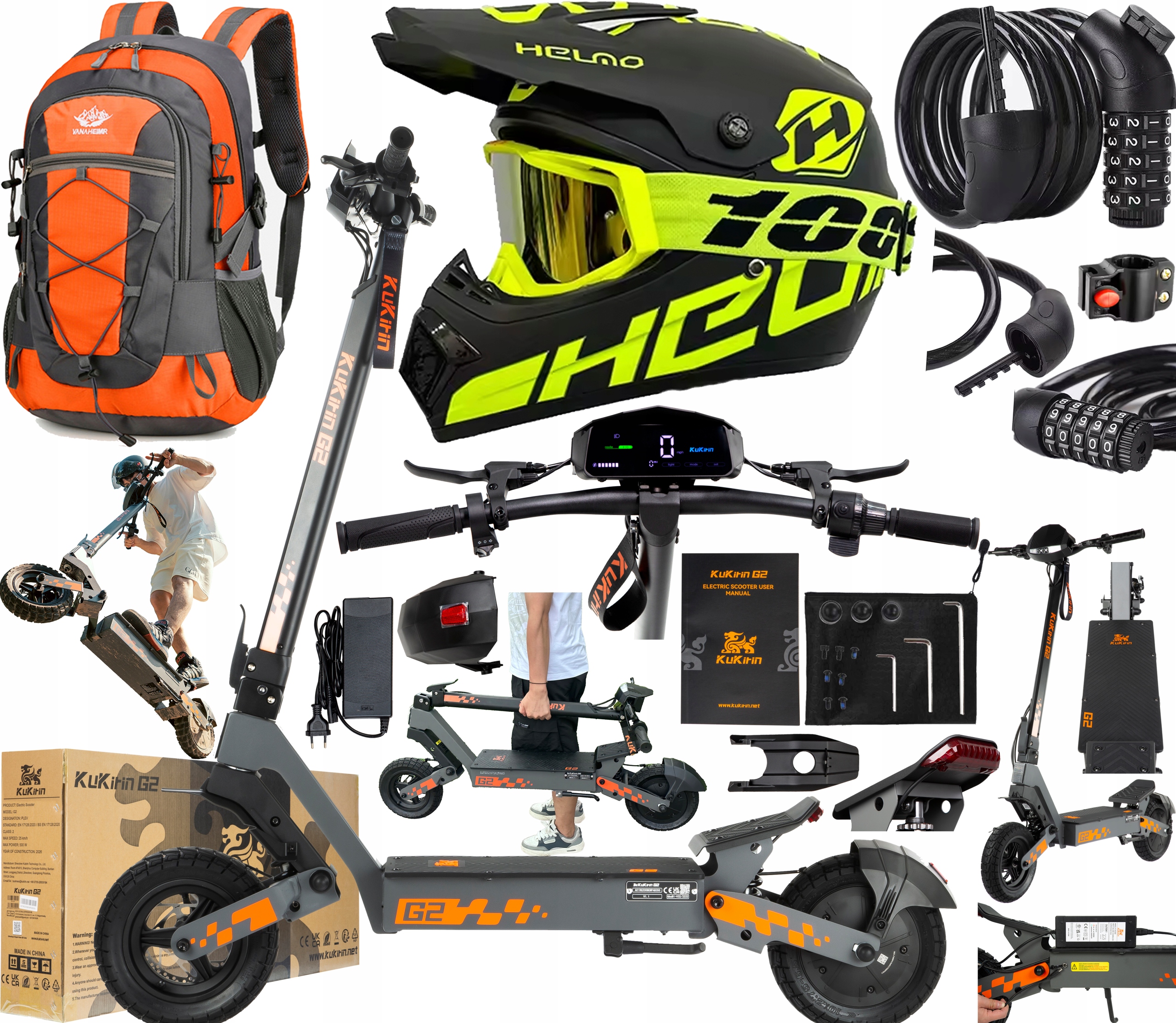 2026 KuKirin G2 Elektrické vozidlo 48V 15Ah 800W 45KM/H 55KM 10" +Dárek