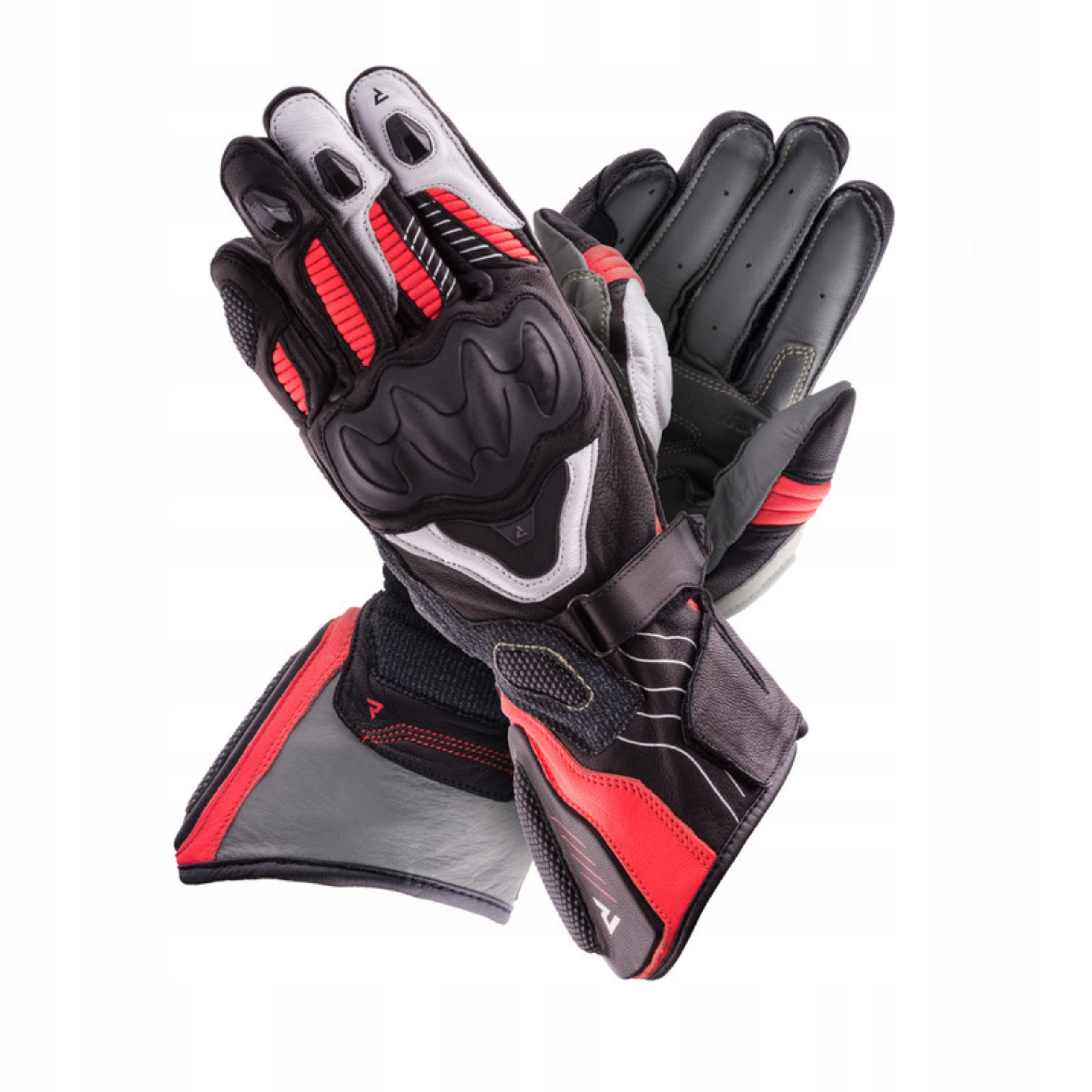 Kožené Rukavice Rebelhorn Rebel Lady Black/white/flo Red DL