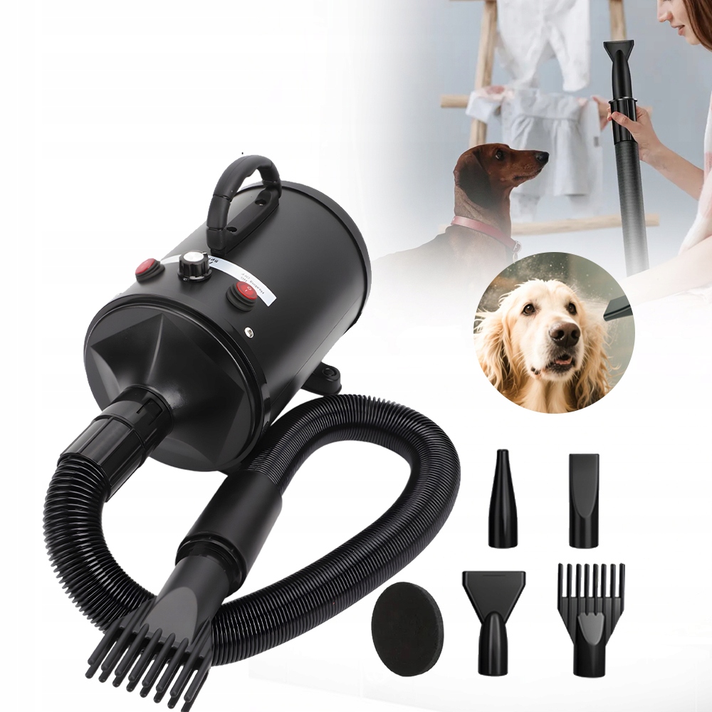 Levně Vysoušeč vlasů pro psy, velmi tichý, 2800 W, nastavitelná rychlost