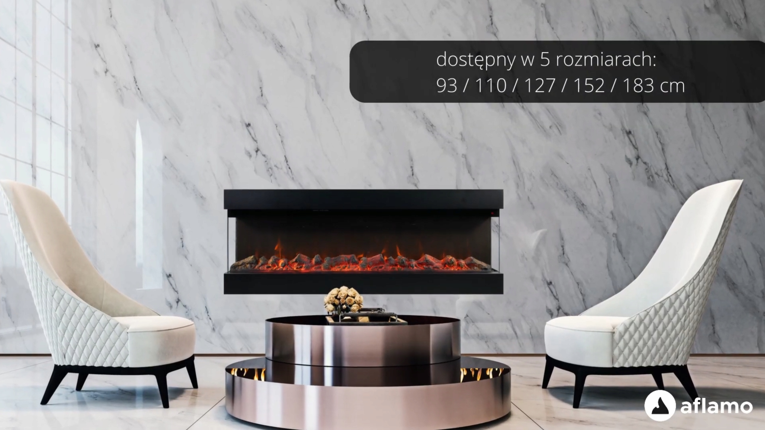 AFLAMO IMPERIAL 50 KOMINEK LED 127 CM TRÓJSTRONNY DO ZABUDOWY ZAWIESZENIA Marka Aflamo