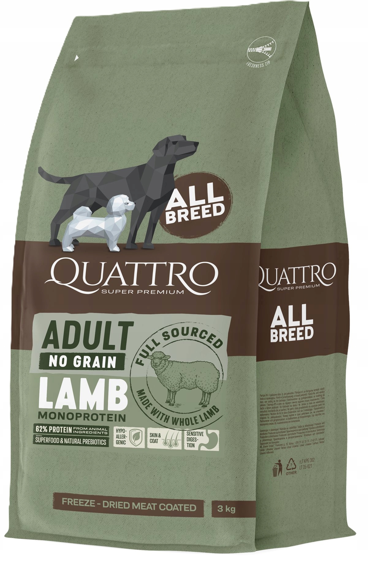 Quattro Jehněčí Suché Krmivo pro dospělé psy 3 kg