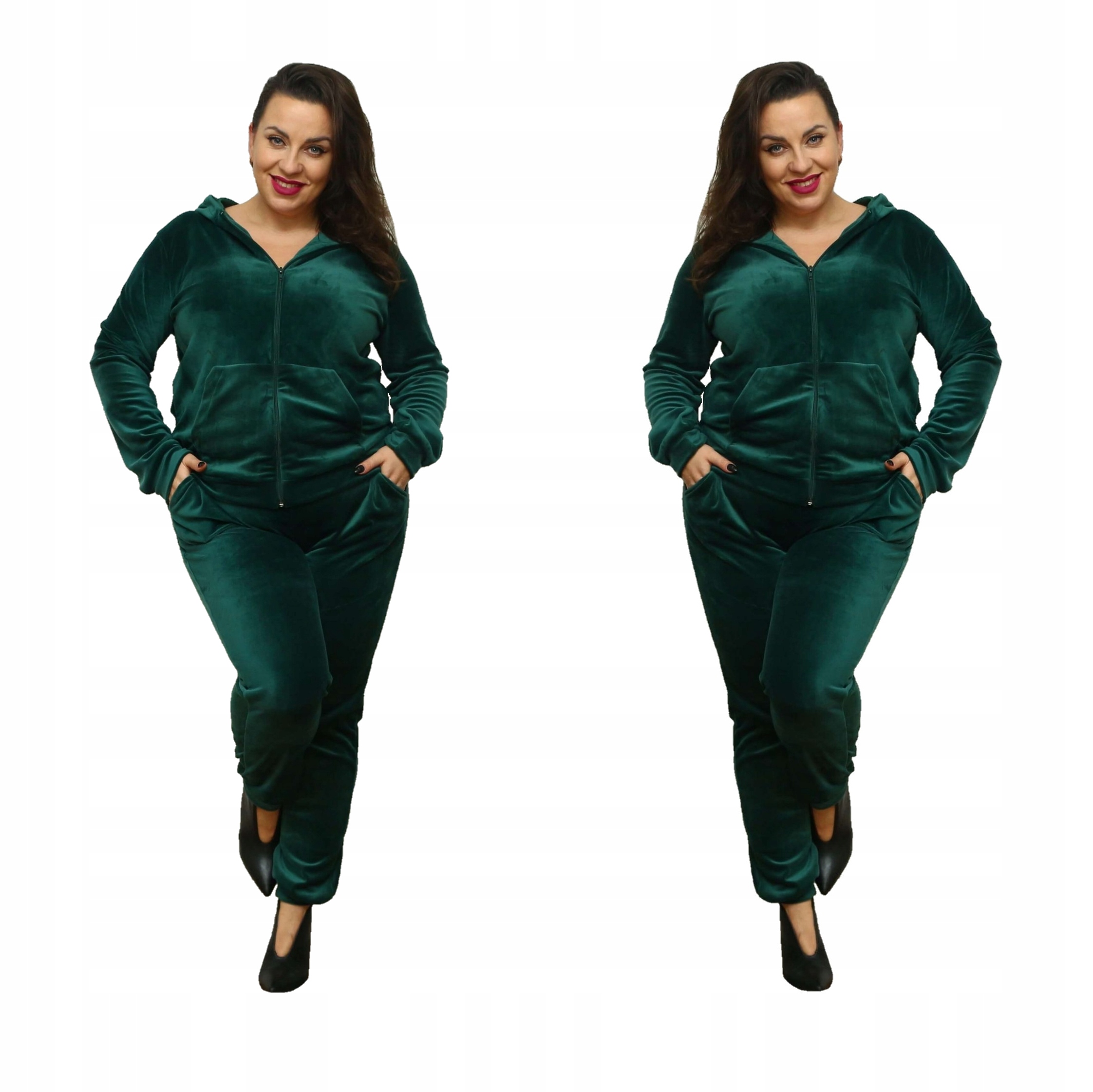 

Rozpinany Welurowy Komplet Dresowy Plus Size 2XL