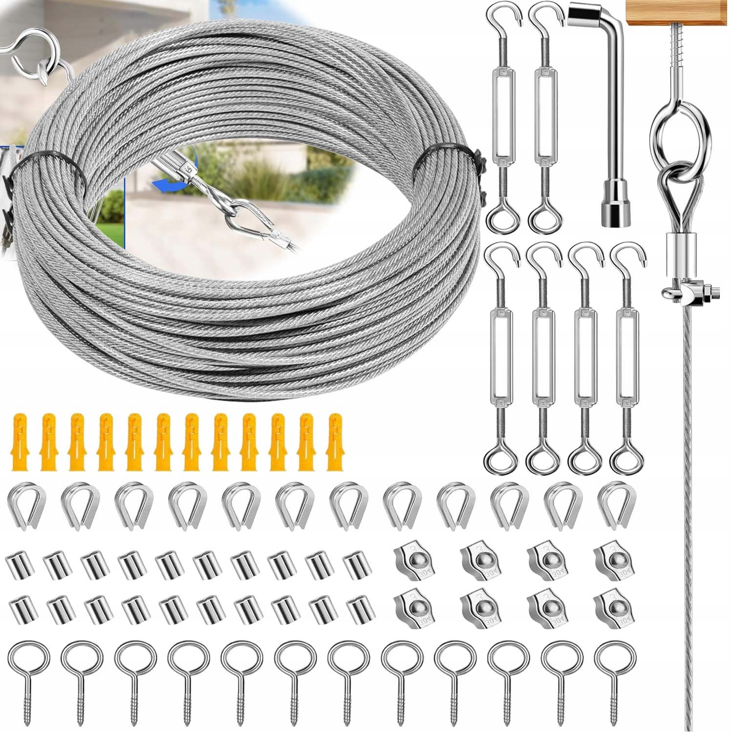 Lanko Nerezové 35 M 2 MM Univerzální S Napínákem, Sada