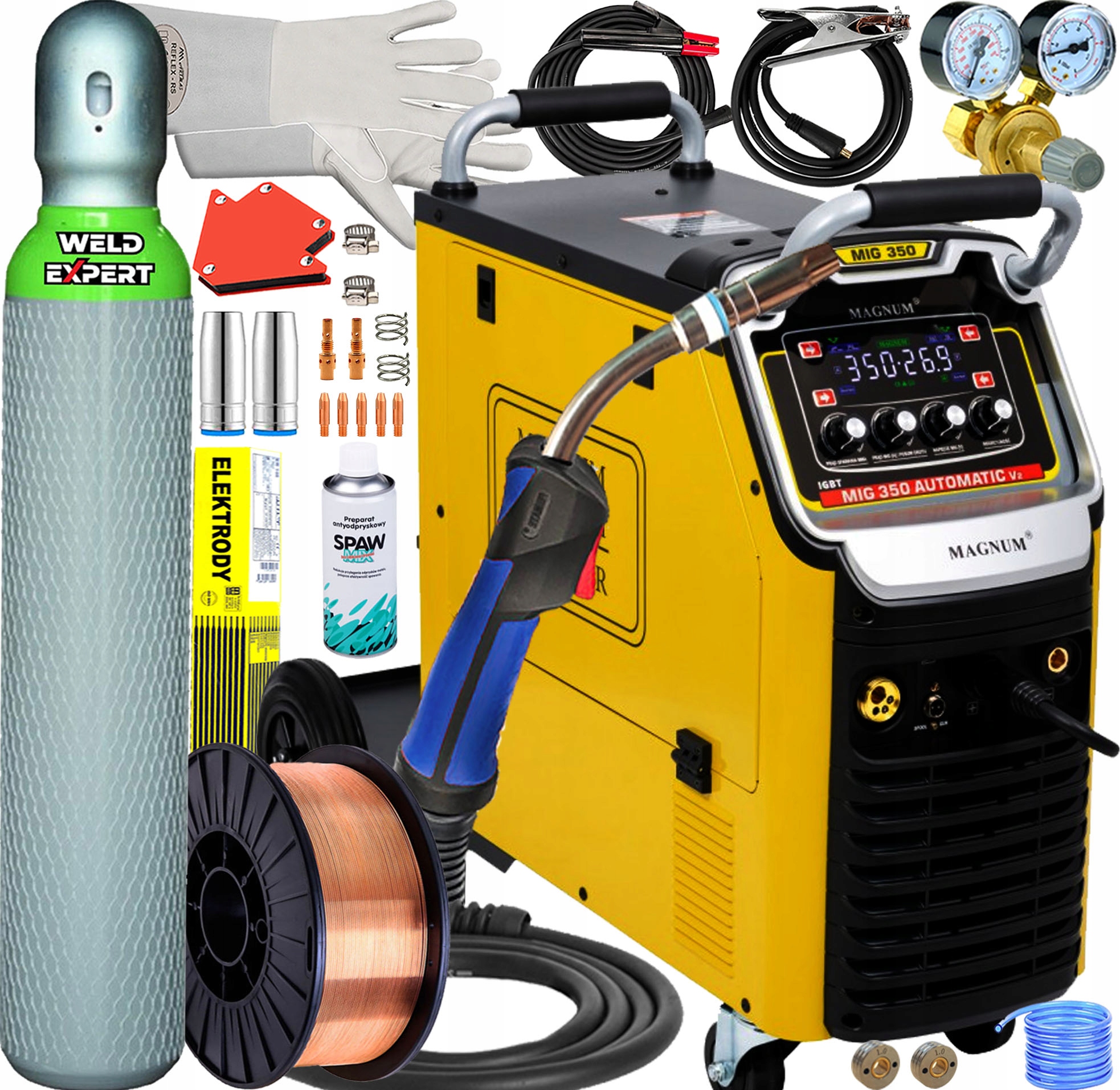 Invertorová Svářečka Migomat Magnum 350A 400V Mma Mig Mag Tig Spool Gun