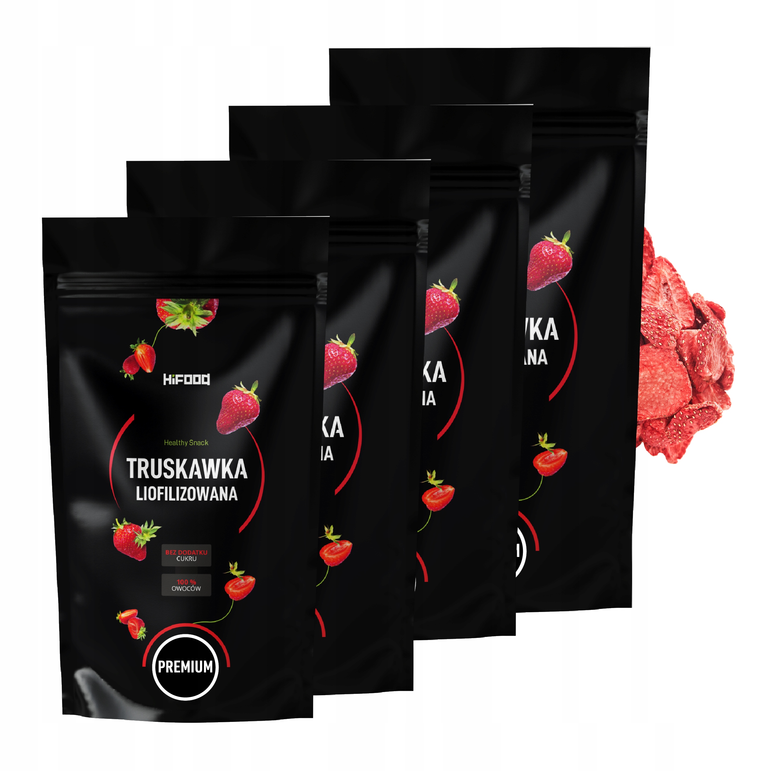 Truskawka Liofilizowana 100g x4 Pyszne Plastry truskawki 400g HiFOOD