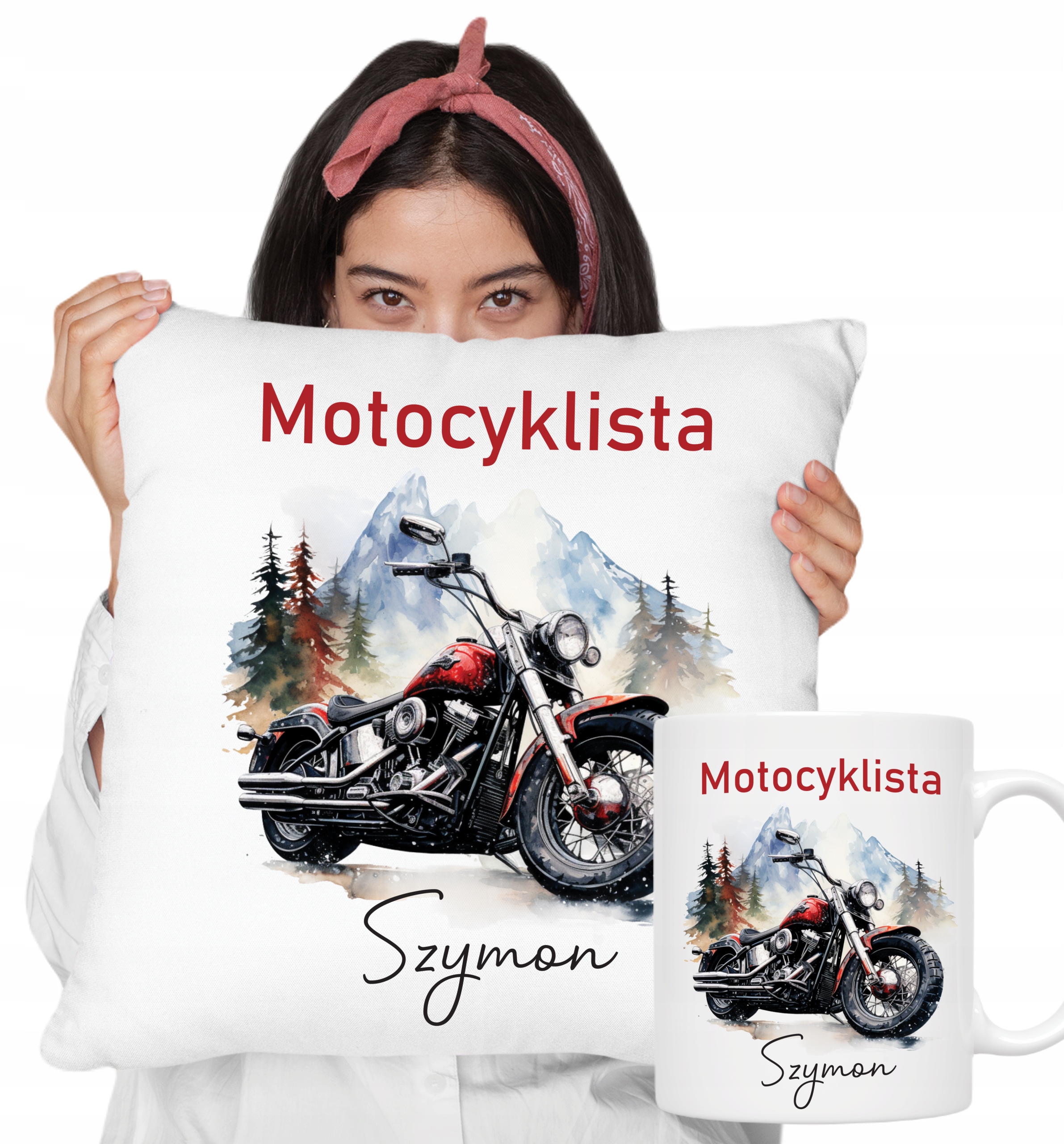 Kubek Poduszka dla Motocyklisty Motor fan Motocykli dowolne imię