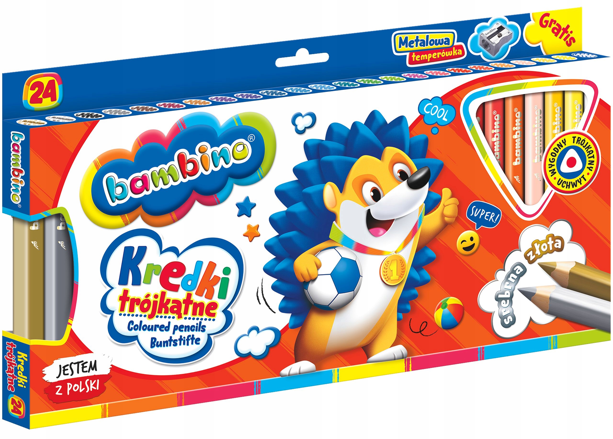 

Bambino Kredki Trójkątne Grube 24 Kol Temperówka