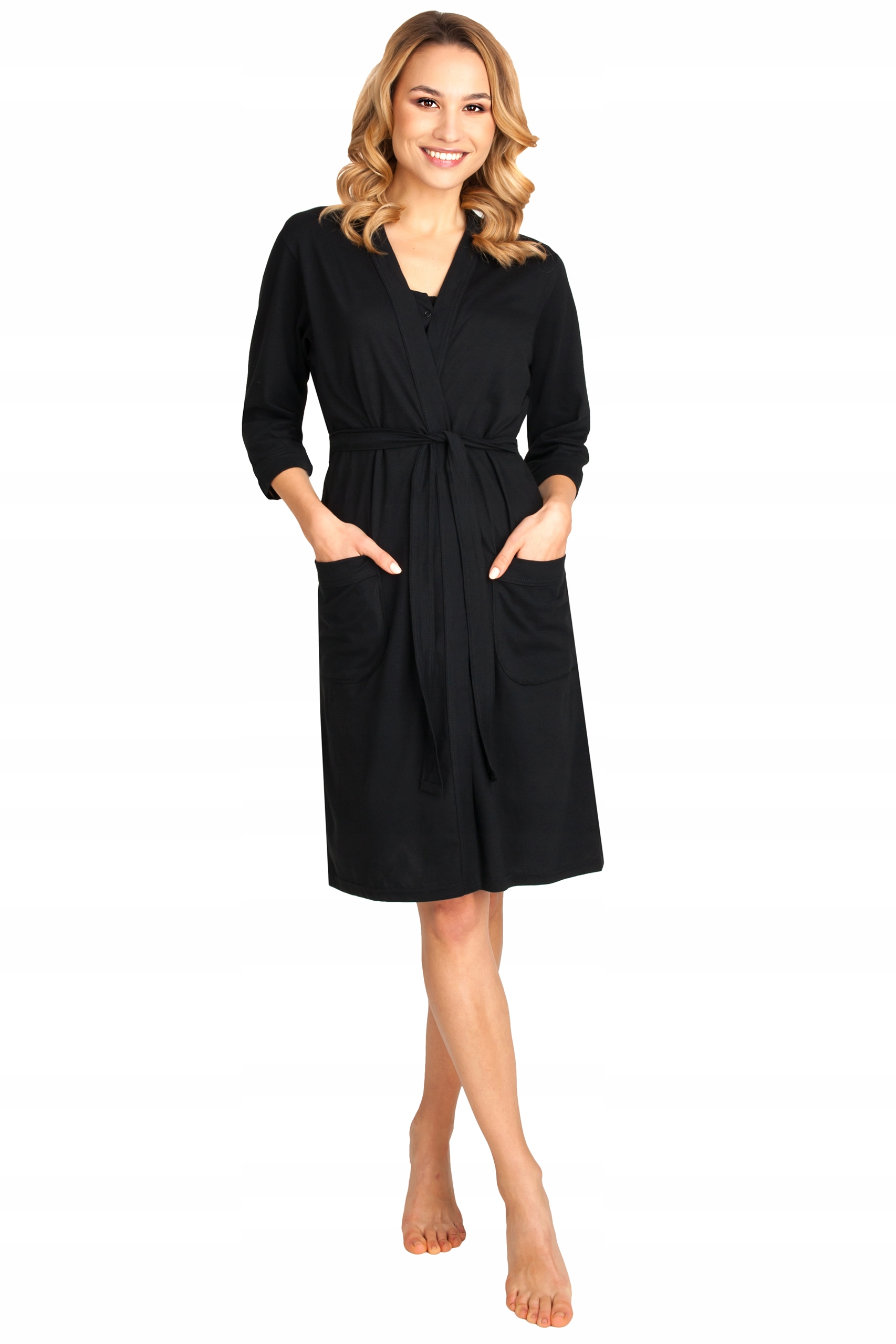 KOSZULA DO KARMIENIA SZLAFROK CIĄŻOWY KOMPLET Kolor czerń