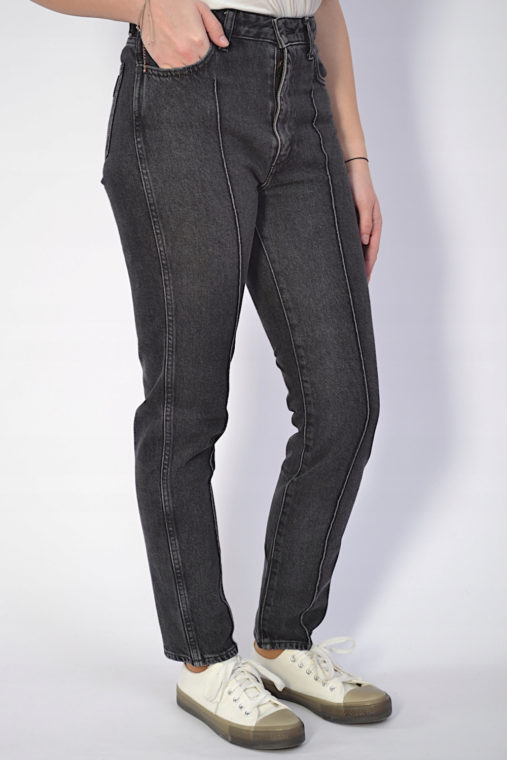 Wrangler Retro Slim Midnight Stone dámské kalhoty bez streče Šedé 25/32