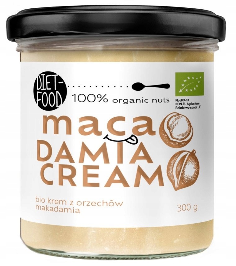 6x Krem Z Orzechów Macadamia Prażonych 100 % Bio 300 g Diet-food