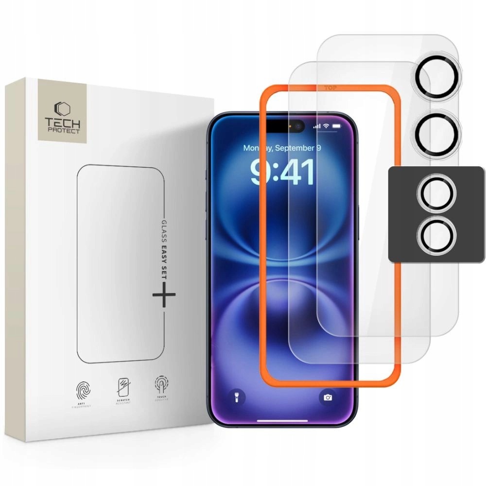 Szkło hartowane Tech-Protect Easy Set+ 3-pack na iPhone 17- przezroczyste