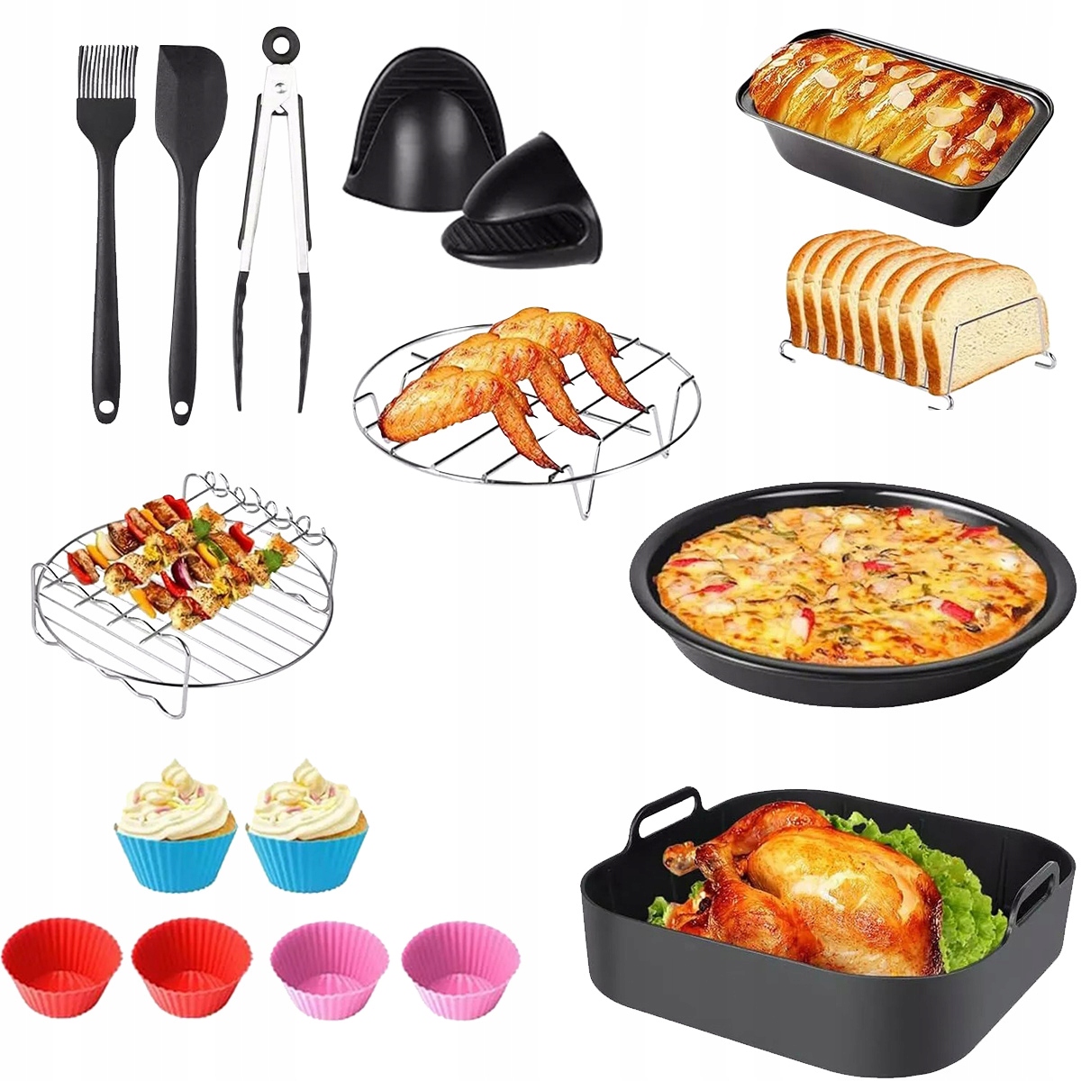 Zestaw akcesoriów do Air Fryer 5,5-8L Philips Cecotec Ninja Tefal 16szt