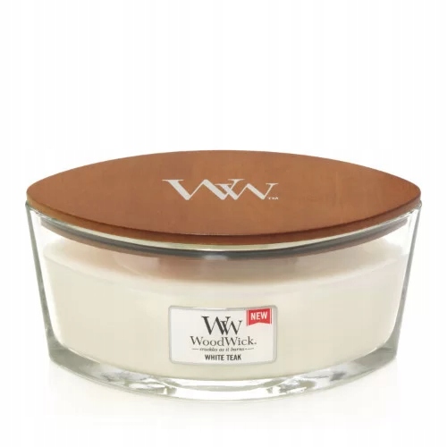 White Teak Hearthwick Woodwick svíčka s dřevěným knotem