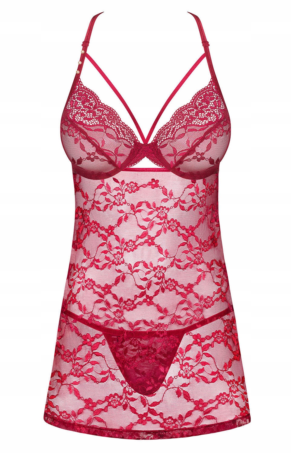 Lákavý komplet spodního prádla a sexy noční košile a tanga Obsessive Ivetta S/m